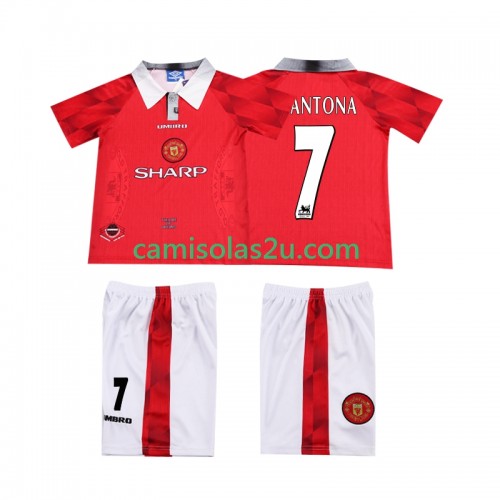 Camisolas de futebol Manchester United CANTONA 7 Retro Criança Equipamento Principal 1996 1997 Manga Curta Camisolas de futebol Manchester United CANTONA 7 Retro Criança Equipamento Principal 1996 1997 Manga Curta
